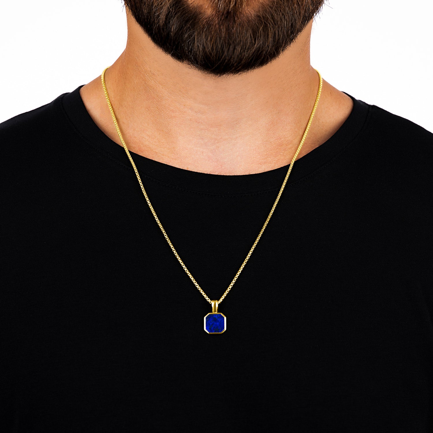 Pendentif Octogone Lapis Or