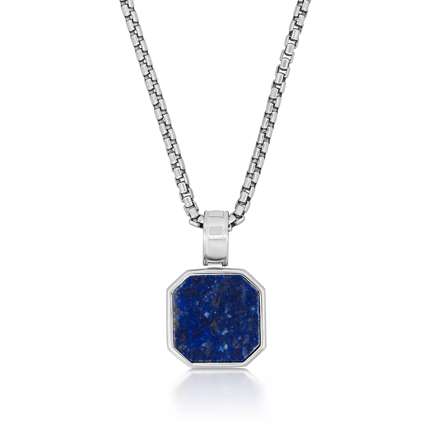 Pendentif Octogone Lapis Argent