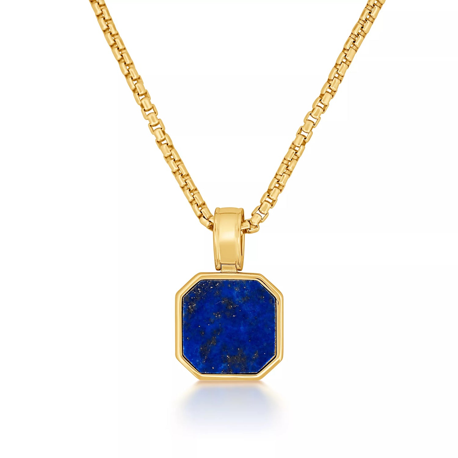 Lapis Octagon Gold Pendant